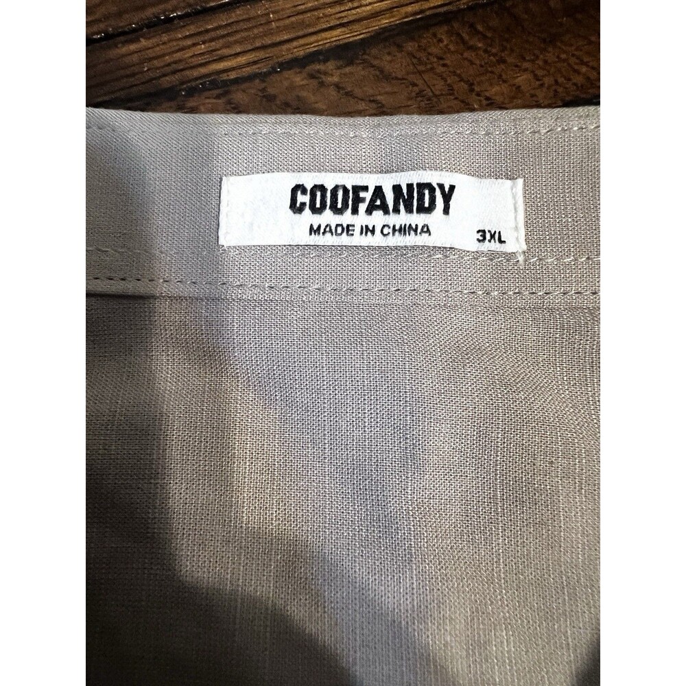 COOFANDY Linen Blend Casual Cuban Guayabera Short Sleeve Beach Shirt Mens XXL - Picture 5 of 8